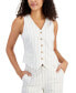 Women's Striped Button-Up Vest