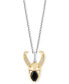 ფოტო #1 პროდუქტის Onyx & Diamond (1/10 ct. t.w.) Loki 18" Pendant Necklace in Sterling Silver & Gold-Plate