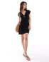 Фото #2 товара ASOS DESIGN tie front crochet mini dress in black