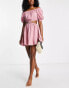 Фото #1 товара Esmee Exclusive beach square neckline mini summer dress with cut out detail at waist in dusty rose