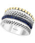 ფოტო #5 პროდუქტის EFFY® Sapphire Multi-Row Stack Look Statement Ring (1/3 ct. t.w.) in Sterling Silver & 18k Gold