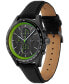 ფოტო #2 პროდუქტის Men's Apext Black Leather Strap Watch 44mm