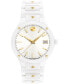 ფოტო #1 პროდუქტის Women's Se Swiss Quartz White Ceramic Yellow PVD Bracelet Watch 33mm