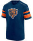 Фото #2 товара Men's Navy Chicago Bears Textured Throwback Hashmark V-Neck T-shirt