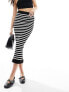 Фото #9 товара ASOS DESIGN seamless tubular midi skirt in black and white stripe