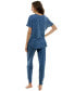 Фото #2 товара Women's 2-Pc. Printed Jogger Pajamas Set