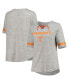 ფოტო #1 პროდუქტის Women's Heathered Gray Tennessee Volunteers Plus Size Lace-Up V-Neck T-shirt