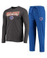 ფოტო #1 პროდუქტის Men's Royal and Heathered Charcoal Boise State Broncos Meter Long Sleeve T-shirt and Pants Sleep Set