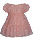 Baby Girls Puff Sleeved Foiled Dot Mesh Party Dress