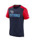 Фото #3 товара Men's Heathered Navy, Heathered Red Tennessee Titans Color Block Team Name T-shirt