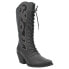 Dingo San Miguel Tooled Inlay Snip Toe Zippered Lace Up Womens Black Dress Boot 8 - фото #2