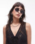 Topshop Holly hexagonal sunglasses in black tort - фото #1