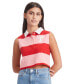 ფოტო #1 პროდუქტის Women's Letterman Striped Sleeveless Polo Shirt