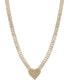17.5" Baguette Tennis Necklace 14K Gold Plated with Pave Heart Pendant