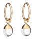 Round gold-plated earrings with quartz 2in1