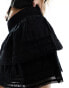 Фото #4 товара Cotton On mini boho tiered skirt with lace trim in black