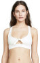 L Space 258803 Women's High Ribbed Tara White Bikini Top Swimwear Size S