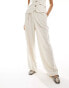 Miss Selfridge linen wide leg trouser co ord in natural