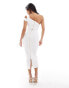 Фото #3 товара Vesper Petite one shoulder detail midaxi dress in white