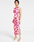 Фото #3 товара Petite Printed Side-Ruched Midi Dress, Created for Macy's