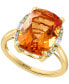 ფოტო #1 პროდუქტის EFFY® Citrine (6-1/10 ct.t.w.) & Diamond (1/10 ct. t.w.) Halo Ring in 14k Gold