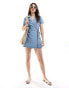 ASOS DESIGN soft denim wrap dress in blue gingham BLAU, 38 - фото #1