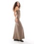 Weekday super soft jersey square neck maxi dress in light brown