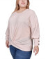 ფოტო #3 პროდუქტის Plus Size Long Sleeve Textured Knit Top