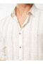 Фото #4 товара Regular Fit Uzun Kollu Çizgili Keten Karışımlı Erkek Gömlek
