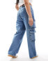 Фото #4 товара Dr Denim Plus Donna multi modular cargo relaxed fit high waist straight leg jeans in stream sky retro wash