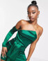 Collective the Label exclusive one shoulder bow mini dress in emerald green