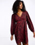 Фото #1 товара Wednesday's Girl heart print balloon sleeve mini dress in red and black