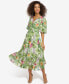 Фото #4 товара Women's Floral-Print Balloon-Sleeve Maxi Dress