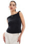 Фото #1 товара Mango twist shoulder bardot top in black