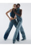 Фото #2 товара Düz Bol Paça Düşük Bel Kot Pantolon Cepli Pamuklu - Loose Straight Jeans