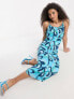 Vila cami maxi dress in blue swirl print