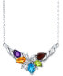 Macy's multi-Gemstone (4-1/10 ct. t.w.) & Diamond (1/20 ct. t.w.) Cluster 18" Statement Necklace in Sterling Silver