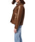Фото #2 товара Women's Faux Shearling Backed Leather Peacoat