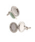 ფოტო #1 პროდუქტის Jewelry Silver-Tone Semi-Precious Aventurine Oval Cufflinks