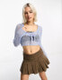 Фото #8 товара COLLUSION knitted lace trim crop top in blue