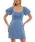 ფოტო #1 პროდუქტის Juniors' Trim Waist Short-Sleeve Dress