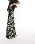 Topshop floral print satin bias maxi skirt in multi