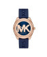 ფოტო #1 პროდუქტის Women's Janelle Three-Hand Navy Silicone Watch 42mm MK7140