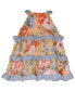 Фото #2 товара Baby Girls Mixed Print Bow Shoulder Dress with Ruffled Tiers