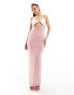 Фото #1 товара Murci exclusive cut out halterneck maxi dress in light pink