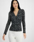 Фото #1 товара Women's Printed Crossover V-Neck Top, Created for Macy's