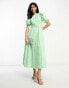 Фото #1 товара ASOS DESIGN belted midi skater dress in textured jacquard in apple green