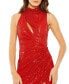 ფოტო #2 პროდუქტის Women's Sleeveless High Neck Gathered Waist Sequin Gown