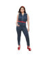 Фото #1 товара Plus Size Short Sleeve Belted Skinny Jumpsuit