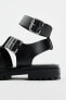 Leather track sole cage sandals